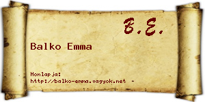 Balko Emma névjegykártya